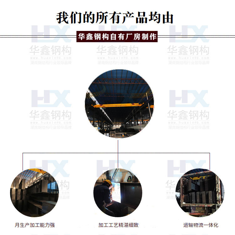 湖南华鑫钢结构加工厂所有产品均有华鑫钢构自有工厂制作完成